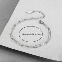 MONALLY Funky Stainless Steel Jewelry Sets Hip Hop Style Versatile 1set Silver Color Paper Clip Chain Necklace & Bracelet For Men Birthday Gift For Summer Vacation Travel Beach Party - Necklaces & Bracelets - View 4