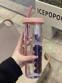 1pc Large Capacity Plastic Fruit Infuser Water Bottle With Straw And Removable Filter, 900ml - Multicolor - View 14