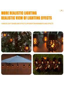 4 件装 LED 户外火焰效果吊灯防水花园装饰灯太阳能仙女灯适用于露台花园庭院 - 彩色 - 查看 7