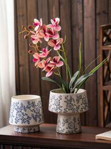 蓝柳兰花种植器中国陶瓷花瓶，适合蝴蝶兰 - 青花瓷 - 查看 9