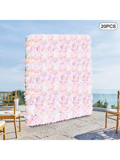  CNCEST Künstliche Blumenwand Kunstblumen, 40 x 60 cm Flowerwall Blumen Hintergrund Rose Kunstblume, Blumenwandhintergrund für Party Hochzeit Brautdusche ( 3 / 10 / 20 PCS )