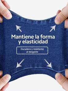 Pantalones cortos de mezclilla simples y diarios con huecos para mujeres, Shorts Mezclilla Stretch Bajo Doblez para mujeres - Azul - Ver 6