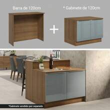 Isla De Cocina Con Encimera Y Encimera 120 Cm Lux Madesa Color Marrón/Gris - Marróm y Gris - Ver 5
