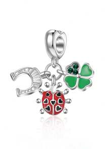 1pc Minimalist Fashion Spring/Summer New Lucky Four Leaf Clover & Ladybug DIY Pendant Accessories For Women, Bracelet Necklace Handmade Crafted Gift