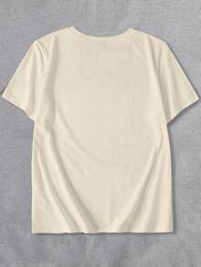 JOYY Plus Size Brushstroke Bunny, Bunny Bow, Pink Bunny, Retro Easter Women Loose Casual Short Sleeve T-Shirt, Holiday Party Gathering All Season