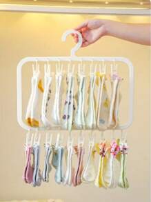 1 件装多功能塑料衣夹晾衣架，适用于悬挂袜子和内衣 - 卧室、浴室、衣柜、壁橱、家庭、宿舍、简易节省空间的悬挂式收纳，弹簧