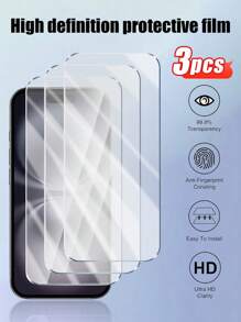 3pcs/Pack High Quality Glass Screen Protector, Scratch & Crack Resistant, Crystal Clear, Excellent Defense Without Affecting Touch Response, Easy To Apply, Compatible With IPhone - Clear - View 1