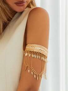 أسوارة جديد للنساء بتصميم أنيق متعدد الأغراض للاستخدام اليومي والشارع بشكل ورق الشجر ومعلقات شرائط سلسلة