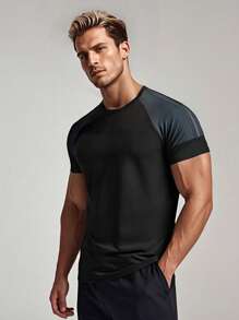 2025 Men's Quick-Drying Running T-Shirt, Ideal For Summer Outdoor Activities, Fitness, And Gym Workouts. It Features Breathable, Sweat-Wicking Fabric, A Street Fashion Design, High-Performance Material, UV Protection, A Lightweight And Comfortable Fit, And Is An Elastic, Cool-Touch, Quick-Drying Patterned T-Shirt. - Black - View 2
