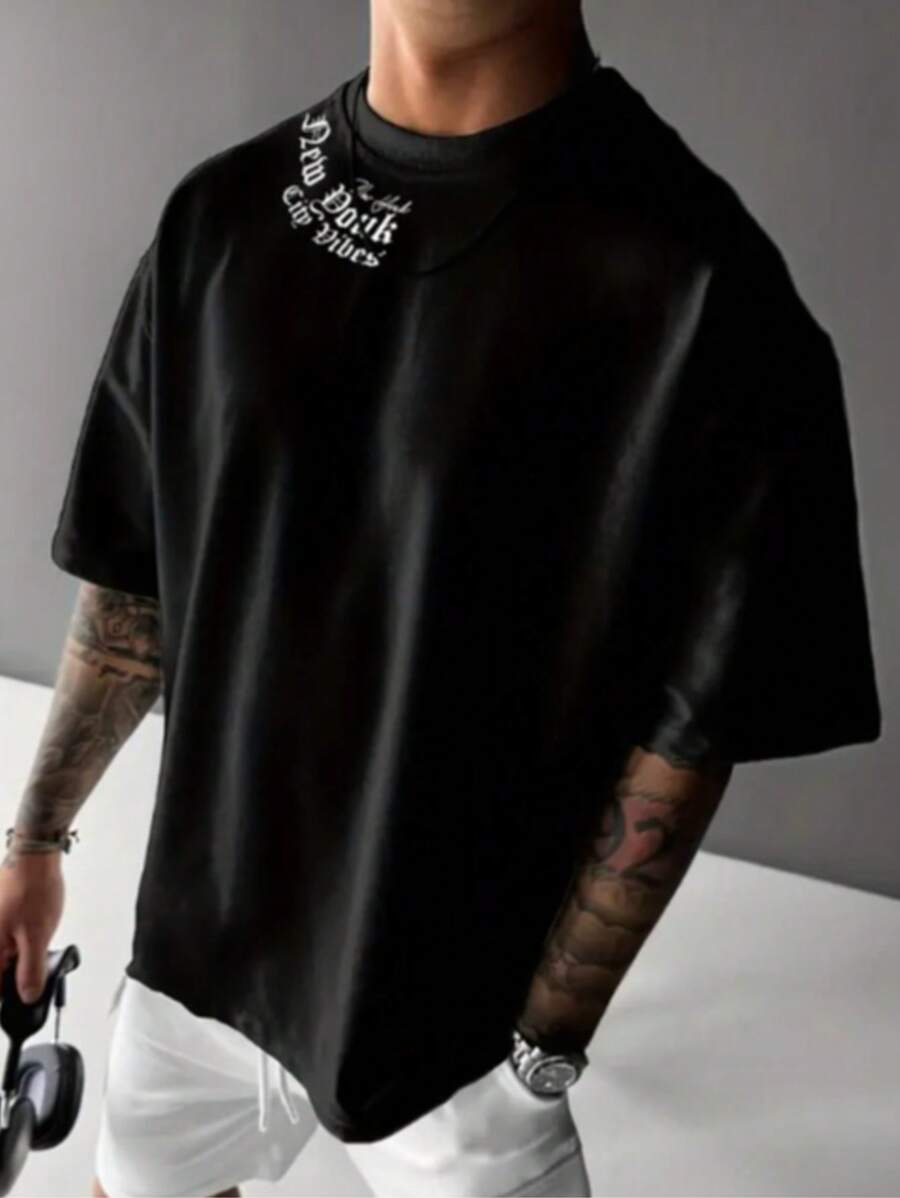 City Vibes Oversized Shirt 100% Cotton Large S To G3 Fitness Large Model Streetwear - 黑色 - 查看 1