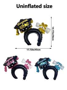 MECRLA 3 件装毕业气球头带、毕业装饰、发球发带、充气气球头带、毕业气球头饰、毕业旅行、2025 年毕业派对、学校派对必备头饰气球 - 多種顏色可選 - 查看 4
