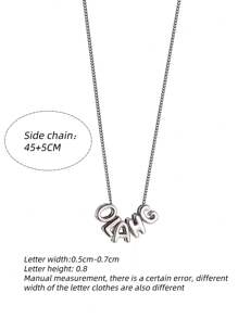 1pc 3D Bubble Letter Personalized Name Necklace, Charm Customized Jewelry Nameplate Necklace, Initial Circular Bubble Pendant Necklace, Silver, Stylish, Colorful, For Birthdays, For Graduation, For Prom, For Party, Necklaces For Women, School Supplies, For Teenagers, Junior High School Students, Middle School Students, High School Senior High School Students, College Students, University Students, Freshman, Sophomore, Underclassmen,Chic Autumn, Utilitarian Chic, Delicate Romance, Look Glamour - Silver - View 7