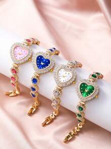 SOKI SOKI Nuevo reloj de mujer con diamantes de imitación Elegante moda lleno de diamantes de imitación-calcedonia Reloj de cuarzo para mujer Pulsera Reloj perfecto para todas las ocasiones como un regalo de joyería para madres y novias, perfecto para todas las vacaciones
