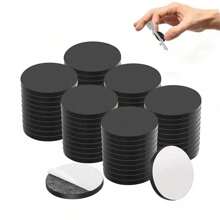 50pcs Rubber Magnets Round Soft Magnetic Stickers Self-Adhesive DIY Fridge Magnets Blackboard Craft Magnets - Black - View 1