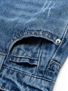 Young Boy Light Washed Straight Leg Jeans With Slanted Pockets, Street Style - Light Wash - View 6