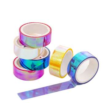 1/6 Rolls Laser Tapes, Rhythmic Gymnastics Decoration Holographic Prismatic Glitter Tape Hoops Sticker Color Waterproof Tape Sticker, Each 5M