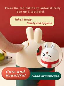 1-3pcs Cartoon Rabbit Toothpick Holders, Household Press Type Toothpick Dispenser, New Fashionable Rabbit Style Toothpick Bottle, High-End Creative Household Toothpick Canister With Press Dispenser Travel Essentials Travel Accessories Travel Must Haves