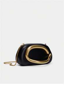 1 Stück neue schwarze PU Leder einzigartige Abendtasche, formelle Clutch Tasche, retrometallischer Kettengriff Umhängetasche, luxuriöse rote Acryl Box Tasche für Party/Hochzeit/Bankett, passend für Braut