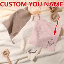 1pc Custom Embroidered Name Baby Textiles Massage Towel Handkerchief, Decorate And Send As Gift For Baby Boy Or Girl