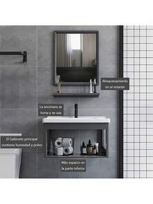 Modern Ceramic Washbasin Furniture 60*40cm With Mirror - 灰色 - 查看 5