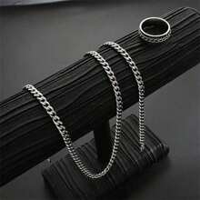 3pcs/Set Street Hip Hop Stainless Steel Men Jewelry Set, Non-Fading/Punk Fashion Men Necklace+Bracelet+Ring Set, Personalized , Perfectly Match Your Style - Multicolor - View 5
