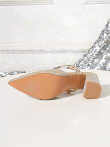 2025 European And American Fashion Versatile Chunky Heel Pointed Toe Sexy Ladies Pumps