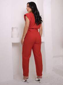 Women's Set Of Pants And Tailored Blouse Casual Fashion - Burnt Orange - View 2
