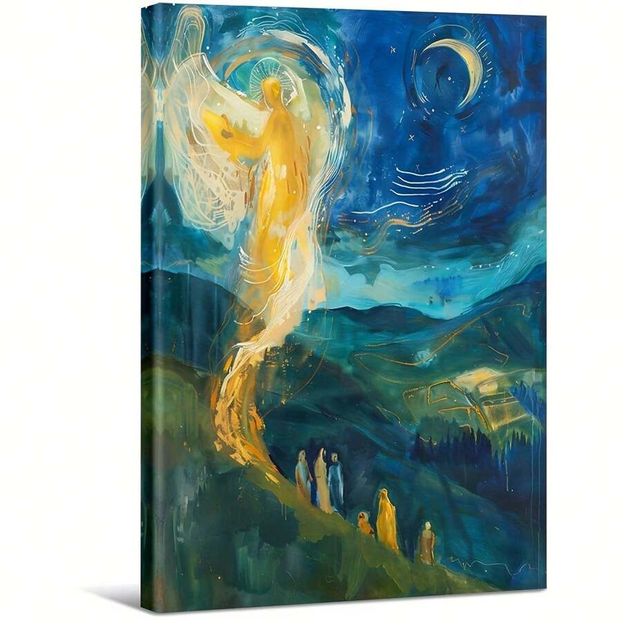 As The Birds Fly Over The City At Night. Large Wooden Framed Wall Painting Artist Home Decoration Oil Painting - Bedroom, Bathroom, Living Room, Office, Kitchen, Christmas Gifts - 1 Piece