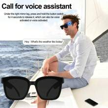 Wireless Smart Glasses With Audio And Voice Call Capabilities, Rechargeable Music Glasses With Built-In Microphone For Hiking Indoor And Outdoor Entertainment - Ink Black - View 6