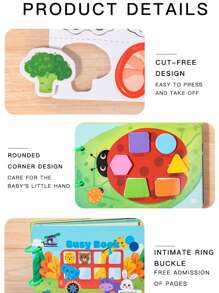 撕开书拼图启蒙安静撕扯粘贴早教儿童钩环棒玩具3-6岁 - 米色 - 查看 12