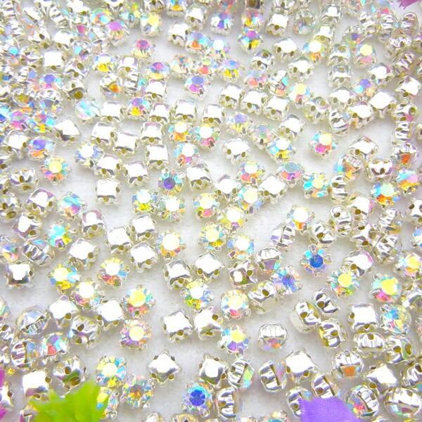 3mm-8mm Clear AB Round Shape Fancy Shiny Handmade Glass Sewing Crystal Hand Sewn Rhinestone Decoration Beads Flat Back With Holes Glitter Stones Gems DIY Accessories Sew On Stones Strass For Decorating Clothes, Dress, Bags, Shoes, Brooches, Earrings, Handicrafts