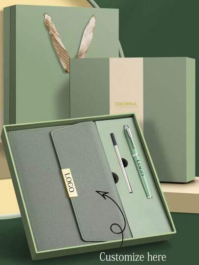 1 Set Personalized 3-Fold Business Notebook/Ballpoint Pen, Fashionable Creative Notebook/Pen Gift Box Set, A5 Meeting Business Office Diary With Positioning Bookmark, High-End Student Record Book Cartoon, Custom, Unique, Customized, Workers, Clients, Students, For Business/Work/Office, School Supplies, Back To School, For Teacher Gifts,Vacay Vibes,Junior High School Students, Middle School Students, High School Senior High School Students, College Students, University Students, Freshman, Sophomore,Festive Calendar