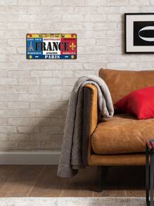 1 pièce Plaque d'immatriculation métallique vintage des villes françaises de 6*12 pouces - Décoration murale d'art rétro pour la maison, le garage, le café, le restaurant, le bar - Plaque souvenir de la France distresssée avec des icônes culturelles - Affiche et impression sans cadre, autres thèmes - Multicolore - Voir 2