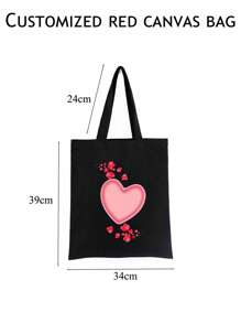 Customized Canvas Tote Bag, Simple Large Capacity Personalized Canvas Shoulder Bag, Canvas Bag, Multi-Color Shoulder Bag, Customized Pattern, Logo