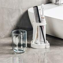 1 Set Multi-Functional Toothbrush & Toothpaste Holder With Dust Cover And Drainage, Suitable For Bathroom, Floor Mount