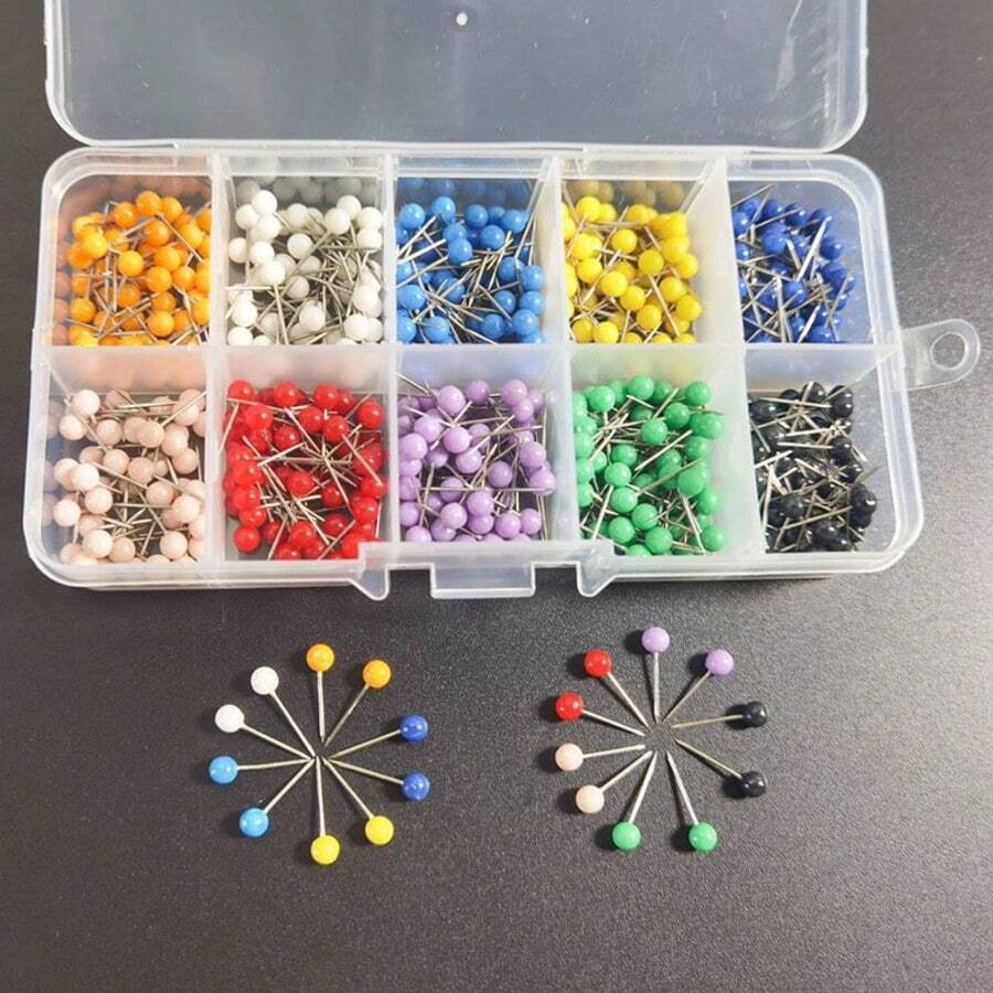 10-kolorowe 500szt. kolorowe plastikowe szpilki z główką, szpilki z dużą główką, 10-kolorowe szpilki do map, pinezki, szpilki z główką kulistą