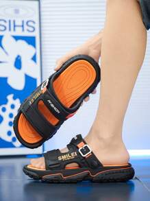 Men's Casual Non-Slip Slides, Quick Dry & Wear-Resistant Open Toe Slippers, Suitable For Indoor/Outdoor, Shower, Pool, Beach. Comfortable Indoor/Outdoor Couple Shoes, All Season - Black - View 7