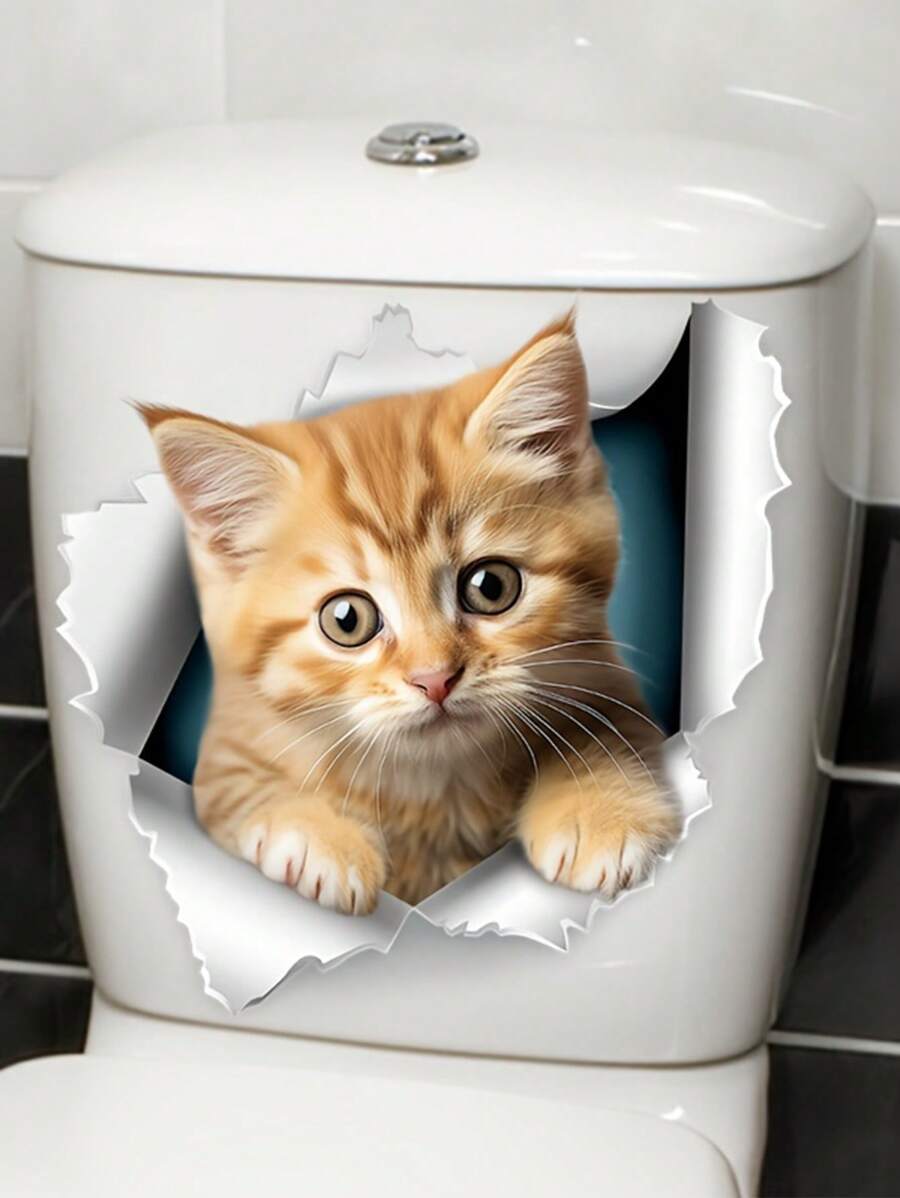 1 Stück Niedlicher Katzen Muster Toilettendeckel Aufkleber, selbstklebender Toilettentank Aufkleber, kreativer dekorativer Toilettendeckel Aufkleber, Badezimmer Accessoires, Heimdekoration, Vinyl Aufkleber für Heimdekoration, Toiletten Dekorationsartikel um Ihr Zuhause aufzufrischen, Geschenke zu Geburtstag, Abschluss, Raumdekoration, Wanddekoration, Badezimmerdekoration, Schlafzimmerdekoration, Raumdeko, Wohnzimmerdekoration, Hausdekoration, Heimdekoration