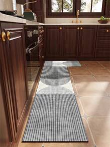 1 件创意条纹半圆形图案硅胶厨房地垫，轻质奢华简约风格，缓冲抗疲劳，吸水防滑厨房地毯，适用于厨房、浴室、入口、洗衣房 - 彩色 - 查看 12