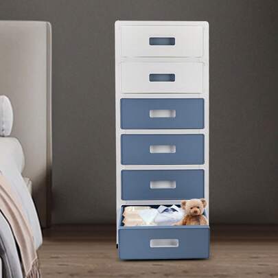 TONFEION Kommode, Schubladenschrank Kunststoff, Schubladen Rollwagen, Schubladenschrank mit 6 Schubladen und Rollen, Schubladenbox Kleiderschrank für Schlafzimmer Wohnzimmer Arbeitszimmer Haus Hotel