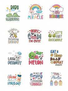 3/6/12/30/36 Sheets Baby Shower Decorations,Baby Iron On Patches For Clothes,Funny Shower Games Dtf Transfers Ready To Press Decorating Kit For DIY Crafts - Multicolor - View 15