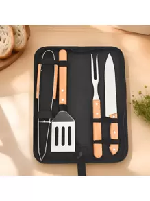 3/4/5/9 Piece Barbecue Kit Complete Barbecue At Home Party Barbecue Set - 4 Wooden Pieces - View 4