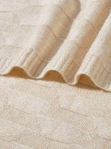 1 件婴儿毯采用几何立方体编织图案，温暖透气，适合所有季节使用 - 米色 - 查看 5