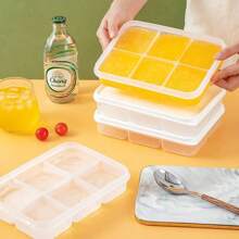1 Piece / 2 Pieces Ice Cube Tray With Lid - 6 Cubes Per Tray, Ice Cubes Trays For Freezer With Box/Container, Ice Cube Tray Large For Baby Food, Cocktail, Ice Coffee And Blenders