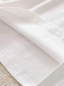 Blusa con cuello con volantes y decoración de moño elegante para niñas, parte superior casual de unicolor estilo universitario, moda de verano para niñas preadolescentes