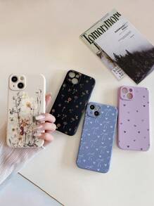 花 4 件心形、花朵、蝴蝶结和小碎花图案彩绘防震软硅胶手机壳，适用于 16/16 Pro Max、 15 XR/7/8、 15 Pro Max/12 Pro Max/13 Pro Max/14 Pro Max 13 14 11 12p 14、 11 P12 X XS XR 7 8 Plus、Galaxy A13 4G、A22、A21S、A514G、A52、S22 Ultra、A33 5G、Redmi 10、Redmi Note 11 4G、Redmi 11 Lite、A53、A14、A23、S23 Ultra、S24、A14、A15、S23、A73、A15、A34 防水防摔防刮 - 彩色 - 查看 1