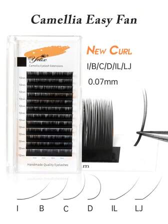 yelix 12 Rows B/C/CC/D/L Curl Soft Volume Camellia Eyelash Extensions Natural Classic 3D Russian Faux Mink False Lashes Premade Premium Cashmere Individual Lashes Beauty Salon Easy Fans 0.07 Thickness Lash Tech Supplies 24 Hour Dating Appeal Lash Clusters, Eye Lash Clusters, Individual Eyelashes, Lashes, Fake Lashes