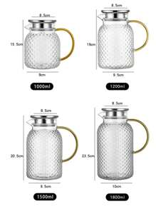 1pc Glass Water Pitcher Set, Large Capacity, Grain Pattern Cold Water Jug, Can Add Hot Water, Home Use