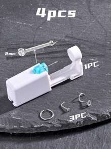 4 件/套无菌鼻穿孔套装,一次性低痛鼻钉枪,内置鼻钉,粉色/白色/黑色/紫色/青绿色/红色,20 克(3 件不锈钢星形/心形/C 形鼻钉),男女通用穿孔美容工具及配件 - 彩色 - 查看 15