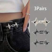 1/2/3/4/6/8pairs Light Luxury Temperament, Four Pointed Star Waist Tightening Tool, Adjustable Waist Buckle, Fashionable Jeans, Fixed Waist Buckle